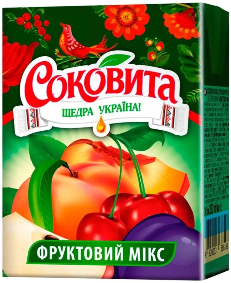 Фруктовий мікс соковий напій Соковита, 200мл